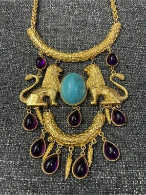 "Twin Lions" Breastplate Bib Necklace by Donald Stannard
